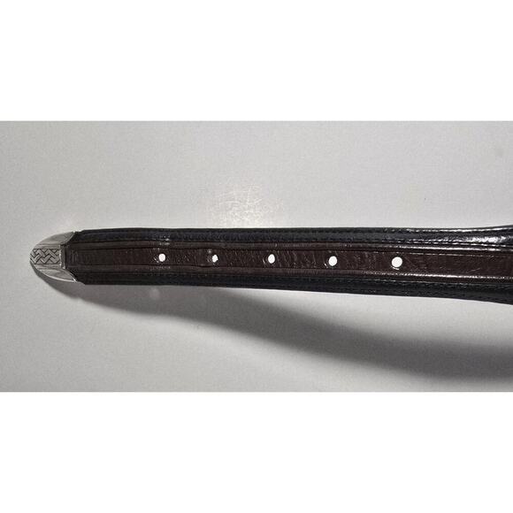 Onyx By Brighton Leather Belt 36 Black/Brown Braided Pinion Hills Inlay 12200 - Picture 4 of 8